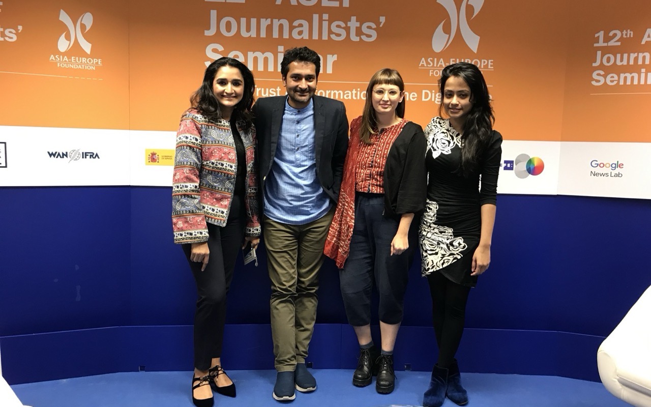 Akhil Ranjan with fellow journalists at the ASEM Journalists' Seminar, Madrid